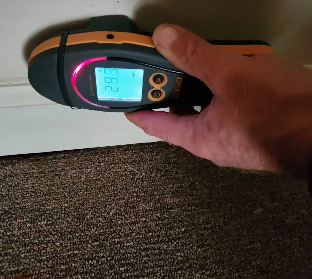 Moisture detection at baseboard during Burst Pipe Cleanup in Pendleton